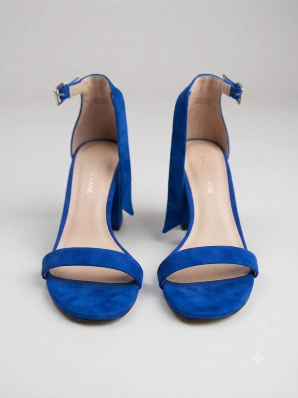 Maiden Lane royal blue suede ankle-strap block heels very good condition size 6